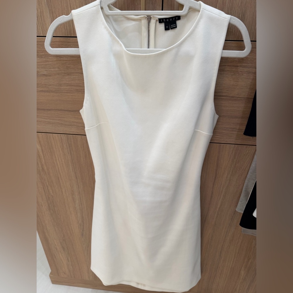 Theory Sleeveless Cream Midi Sheath Dress